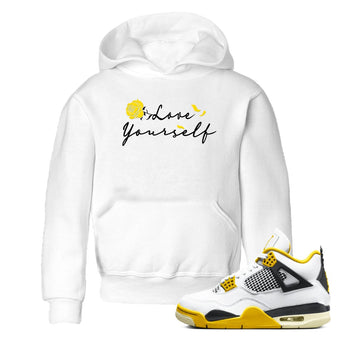 4s Vivid Sulfur shirt to match jordans Love Yourself sneaker tees Air Jordan 4 Vivid Sulfur SNRT sneaker release tees baby toddler White 1 cotton Shirt