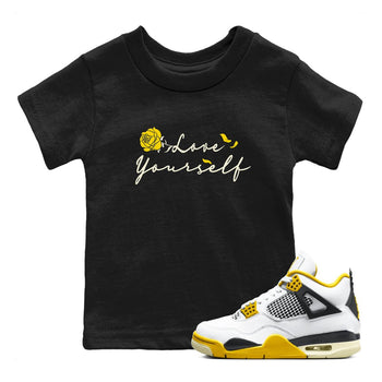 4s Vivid Sulfur shirt to match jordans Love Yourself sneaker tees Air Jordan 4 Vivid Sulfur SNRT sneaker release tees baby toddler Black 1 cotton Shirt