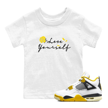 4s Vivid Sulfur shirt to match jordans Love Yourself sneaker tees Air Jordan 4 Vivid Sulfur SNRT sneaker release tees baby toddler White 1 cotton Shirt