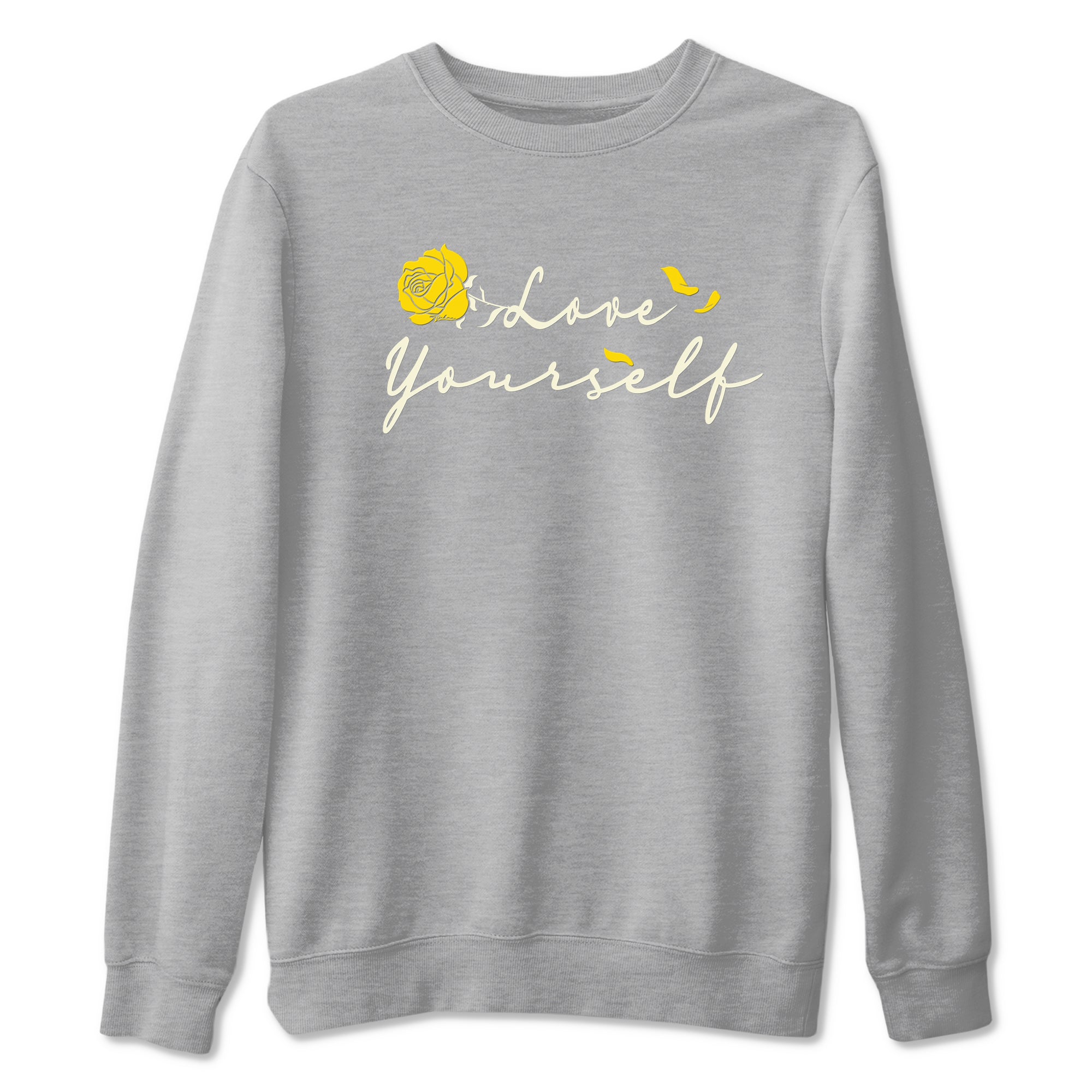 4s Vivid Sulfur shirt to match jordans Love Yourself sneaker tees Air Jordan 4 Vivid Sulfur SNRT Sneaker Release Tees unisex cotton Heather Grey 2 crew neck shirt