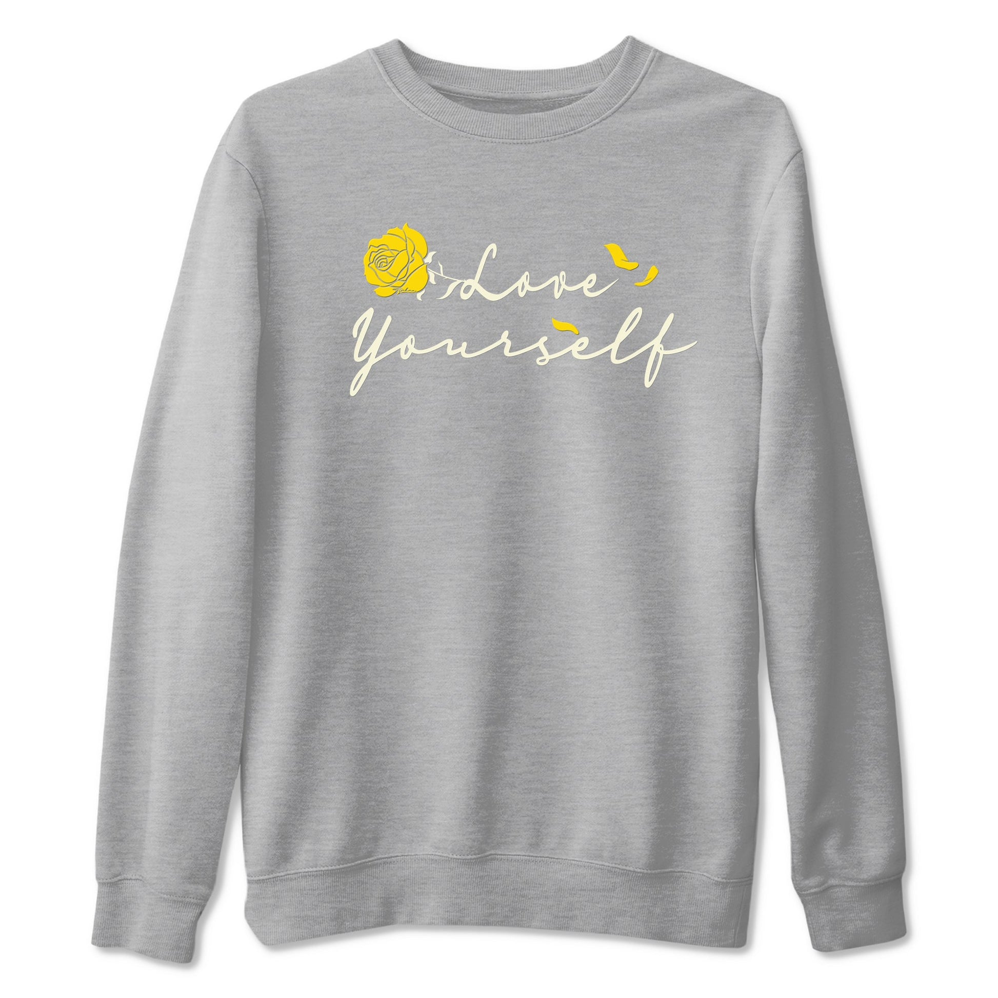 4s Vivid Sulfur shirt to match jordans Love Yourself sneaker tees Air Jordan 4 Vivid Sulfur SNRT Sneaker Release Tees unisex cotton Heather Grey 2 crew neck shirt
