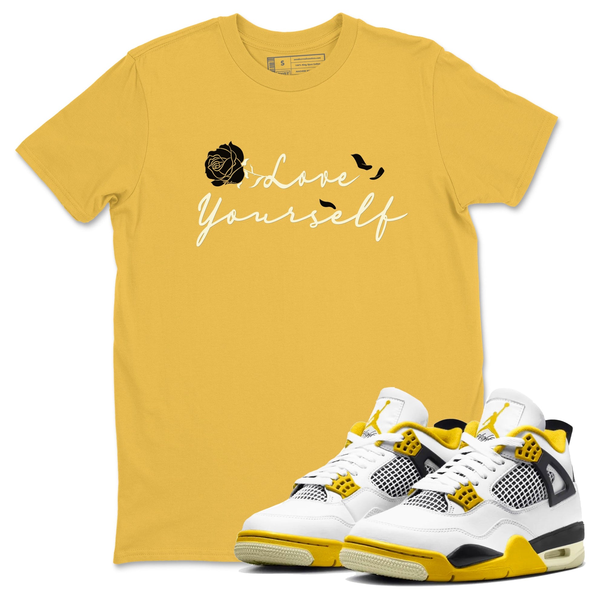 4s Vivid Sulfur shirt to match jordans Love Yourself sneaker tees Air Jordan 4 Vivid Sulfur SNRT Sneaker Release Tees unisex cotton Daisy 1 crew neck shirt