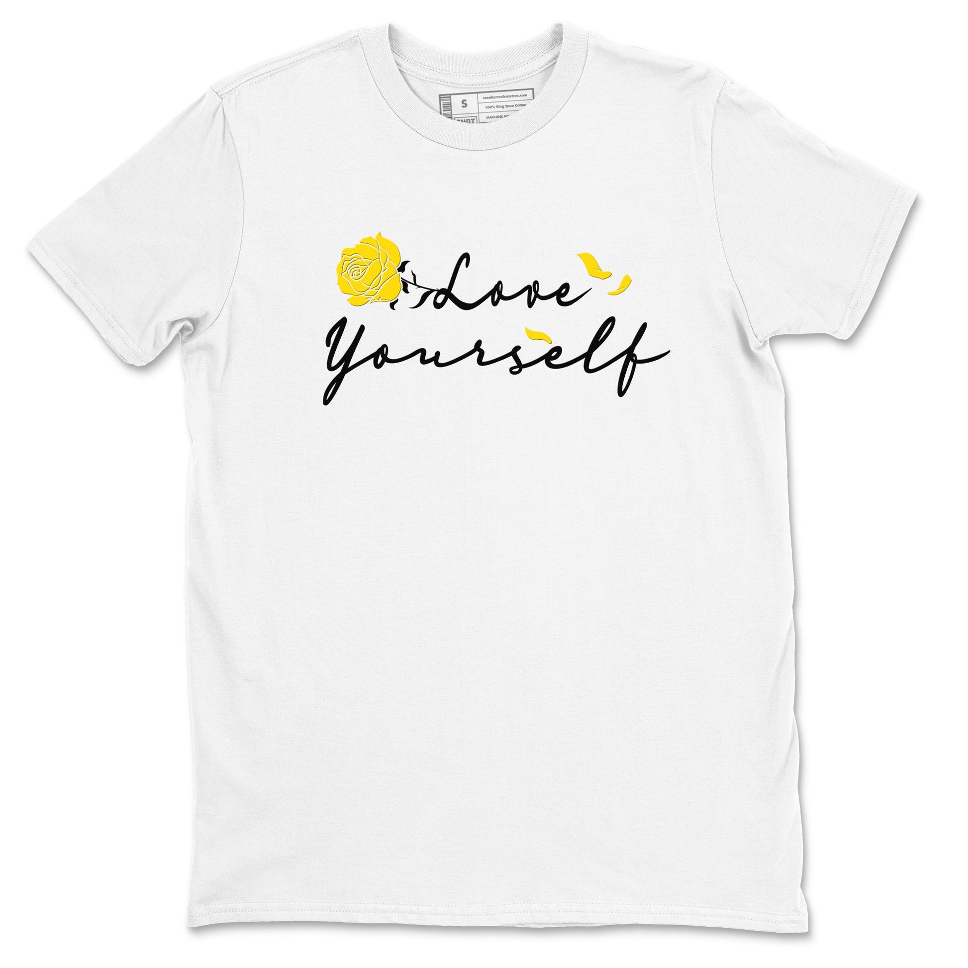4s Vivid Sulfur shirt to match jordans Love Yourself sneaker tees Air Jordan 4 Vivid Sulfur SNRT Sneaker Release Tees unisex cotton White 2 crew neck shirt