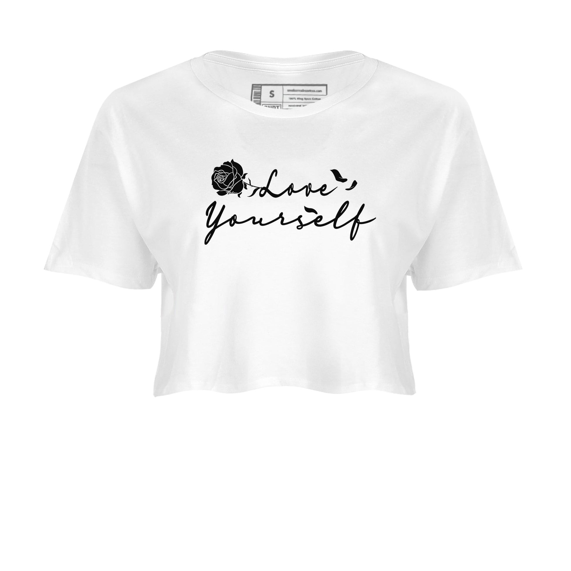 4s White Thunder shirts to match jordans Love Yourself sneaker match tees Air Jordan 4 White Thunder SNRT Sneaker Release Tees unisex cotton White 2 Crop Shirts