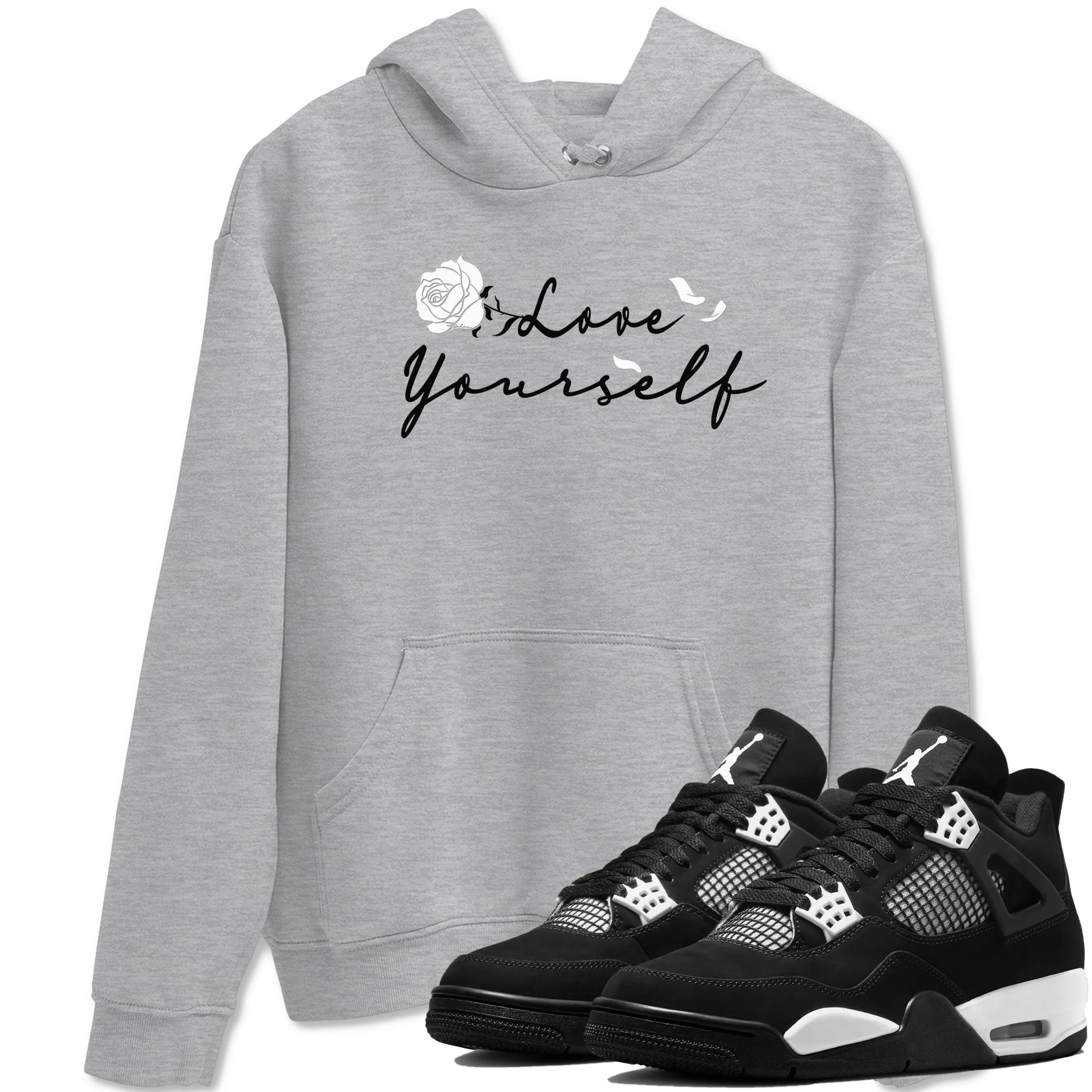 4s White Thunder shirts to match jordans Love Yourself sneaker match tees Air Jordan 4 White Thunder SNRT Sneaker Release Tees unisex cotton Heather Grey 1 crew neck shirts