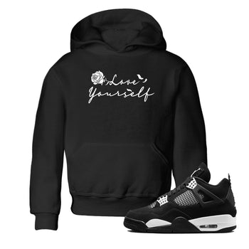 4s White Thunder shirts to match jordans Love Yourself sneaker match tees Air Jordan 4 White Thunder SNRT Sneaker Release Tees Youth Baby Black 1 crew neck shirts