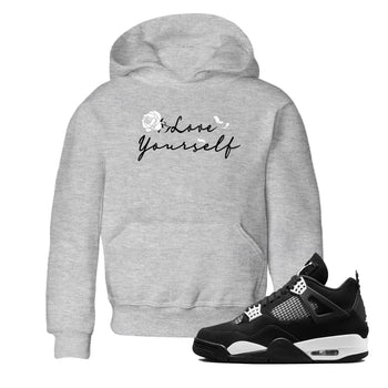 4s White Thunder shirts to match jordans Love Yourself sneaker match tees Air Jordan 4 White Thunder SNRT Sneaker Release Tees Youth Baby Heather Grey 1 crew neck shirts
