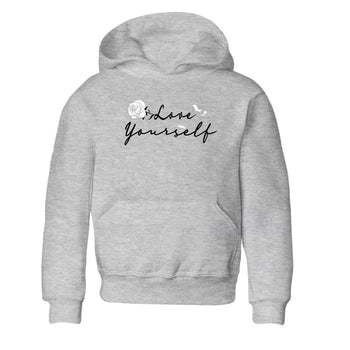 4s White Thunder shirts to match jordans Love Yourself sneaker match tees Air Jordan 4 White Thunder SNRT Sneaker Release Tees Youth Baby Heather Grey 2 crew neck shirts