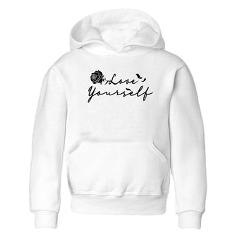 4s White Thunder shirts to match jordans Love Yourself sneaker match tees Air Jordan 4 White Thunder SNRT Sneaker Release Tees Youth Baby White 2 crew neck shirts