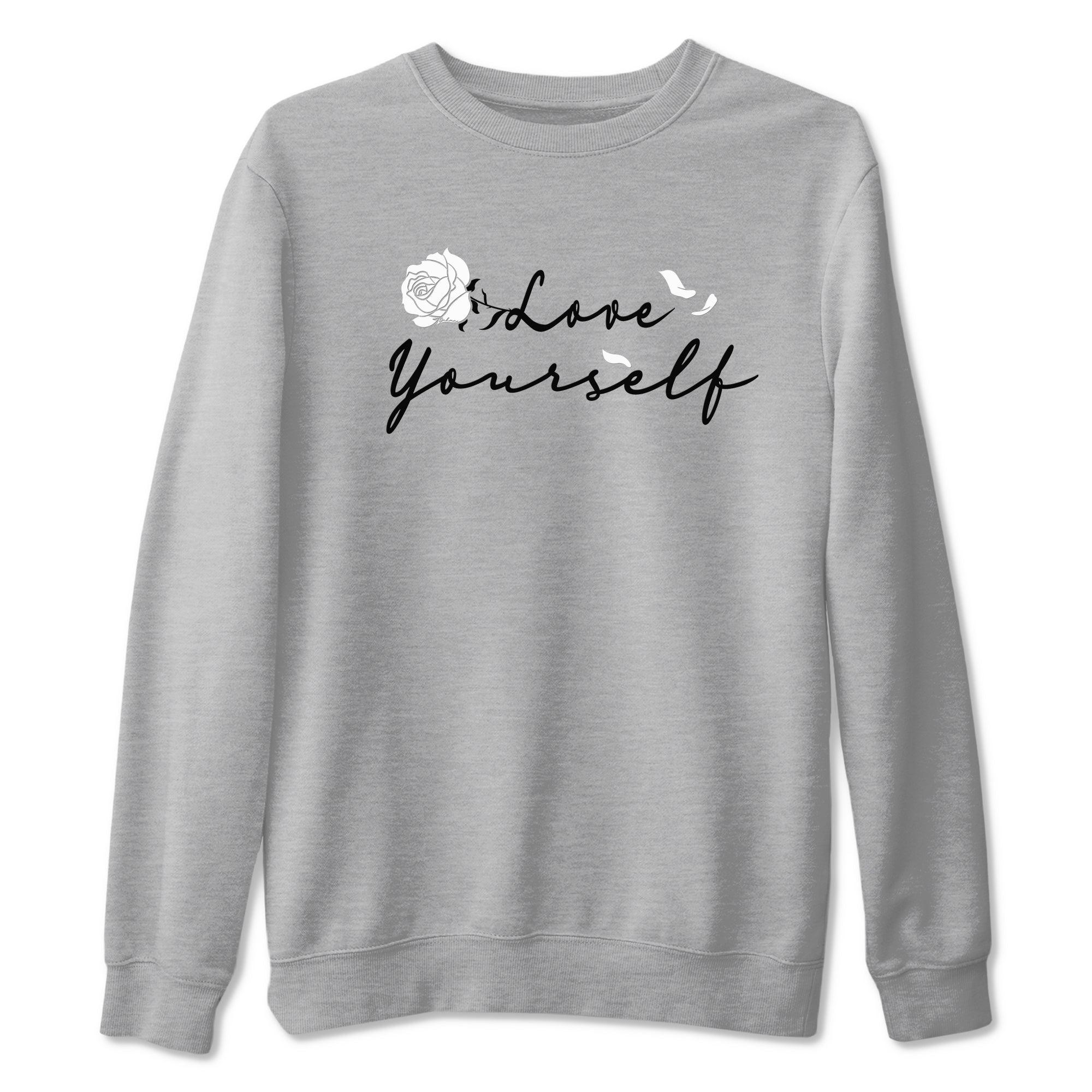 4s White Thunder shirts to match jordans Love Yourself sneaker match tees Air Jordan 4 White Thunder SNRT Sneaker Release Tees unisex cotton Heather Grey 2 crew neck shirts