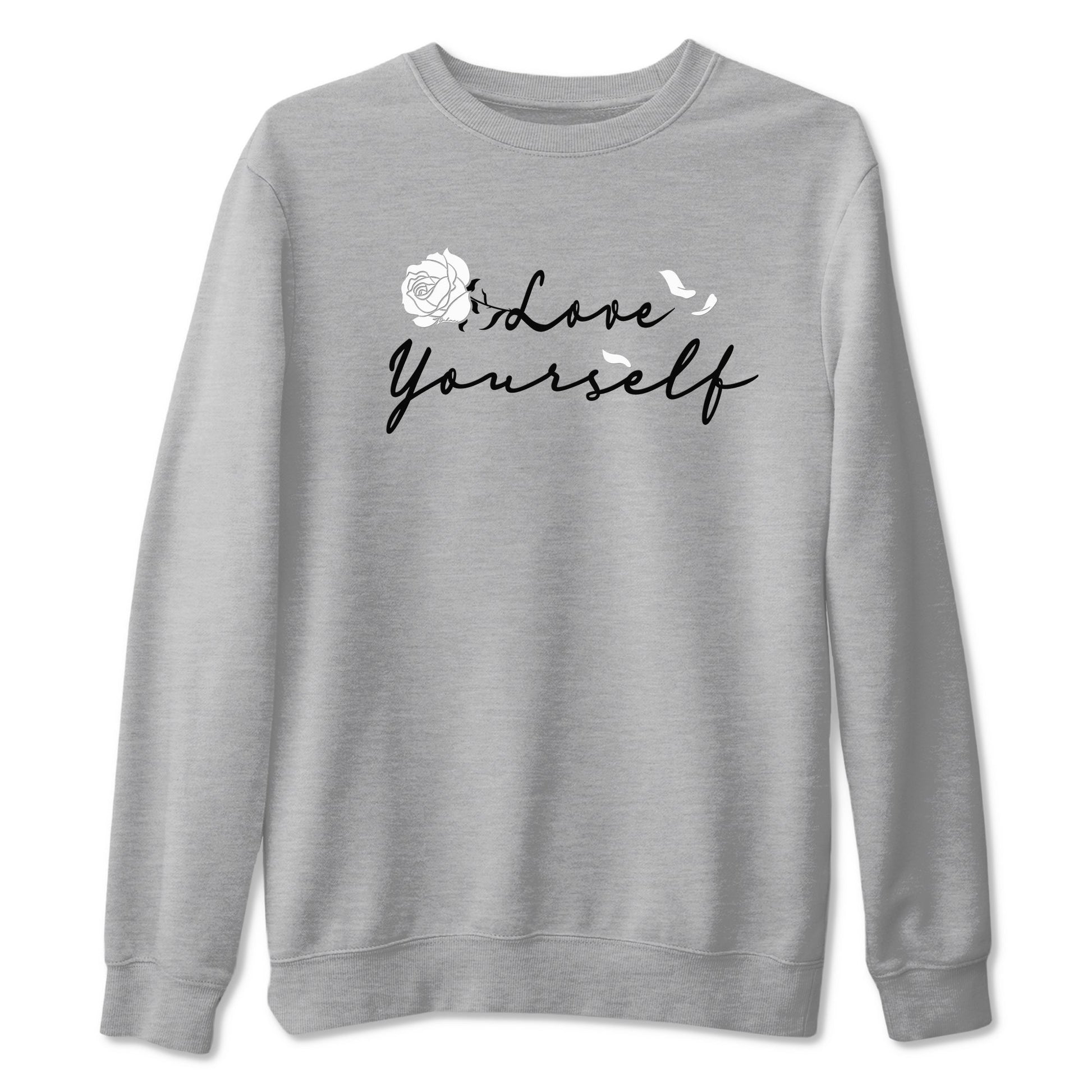 4s White Thunder shirts to match jordans Love Yourself sneaker match tees Air Jordan 4 White Thunder SNRT Sneaker Release Tees unisex cotton Heather Grey 2 crew neck shirts