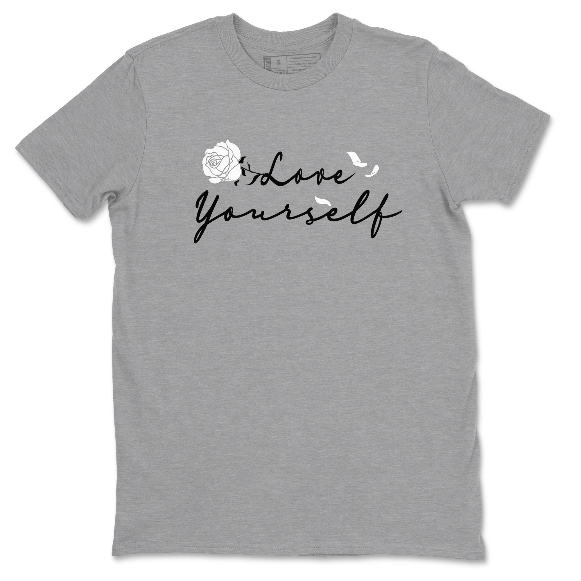 4s White Thunder shirts to match jordans Love Yourself sneaker match tees Air Jordan 4 White Thunder SNRT Sneaker Release Tees unisex cotton Heather Grey 2 crew neck shirts