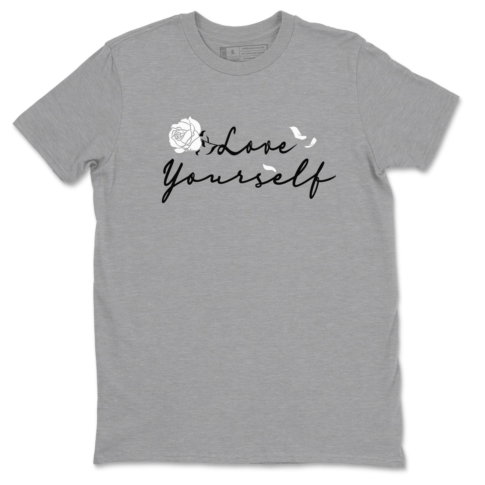 4s White Thunder shirts to match jordans Love Yourself sneaker match tees Air Jordan 4 White Thunder SNRT Sneaker Release Tees unisex cotton Heather Grey 2 crew neck shirts