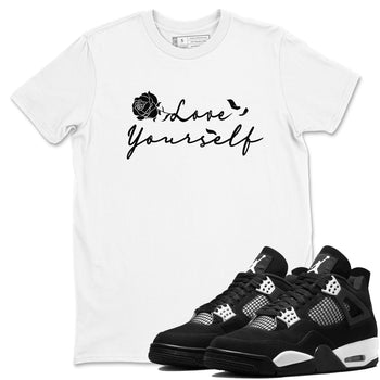 4s White Thunder shirts to match jordans Love Yourself sneaker match tees Air Jordan 4 White Thunder SNRT Sneaker Release Tees unisex cotton White 1 crew neck shirts