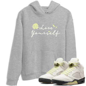 Sneaker match tees – Streetwear Graphic Tees Air Jordan 5 Luminous Green Sneakers – Love Yourself Graphic Tee Heather Grey 1