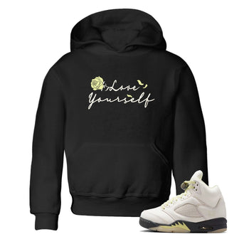 Sneaker match tees – Streetwear Graphic Tees Air Jordan 5 Luminous Green Sneakers – Love Yourself Kids Craphic T-Shirt Black 1