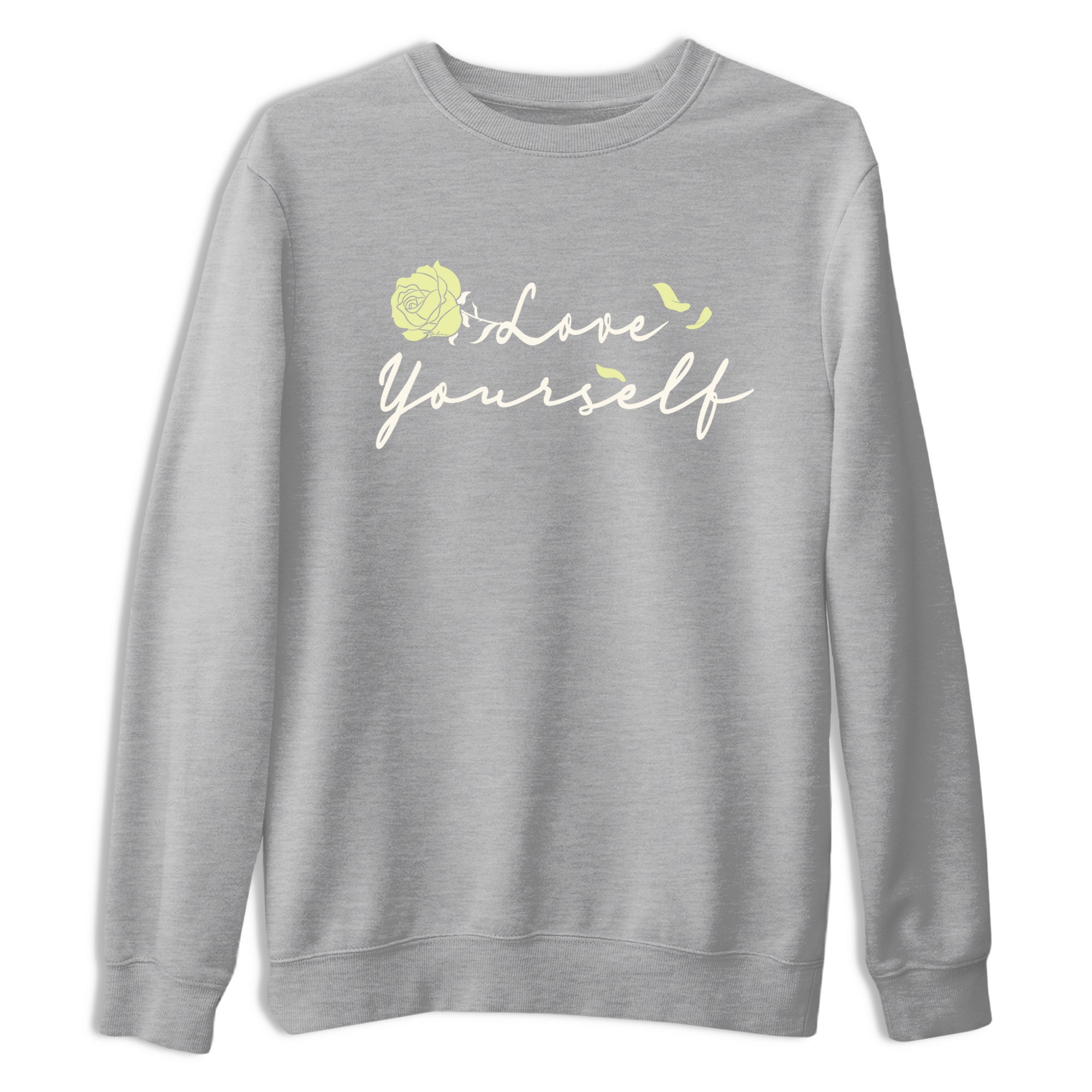 Sneaker match tees – Streetwear Graphic Tees Air Jordan 5 Luminous Green Sneakers – Love Yourself Graphic Tee Heather Grey 2