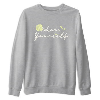 Sneaker match tees – Streetwear Graphic Tees Air Jordan 5 Luminous Green Sneakers – Love Yourself Graphic Tee Heather Grey 2