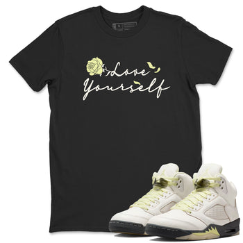Sneaker match tees – Streetwear Graphic Tees Air Jordan 5 Luminous Green Sneakers – Love Yourself Graphic Tee Black 1