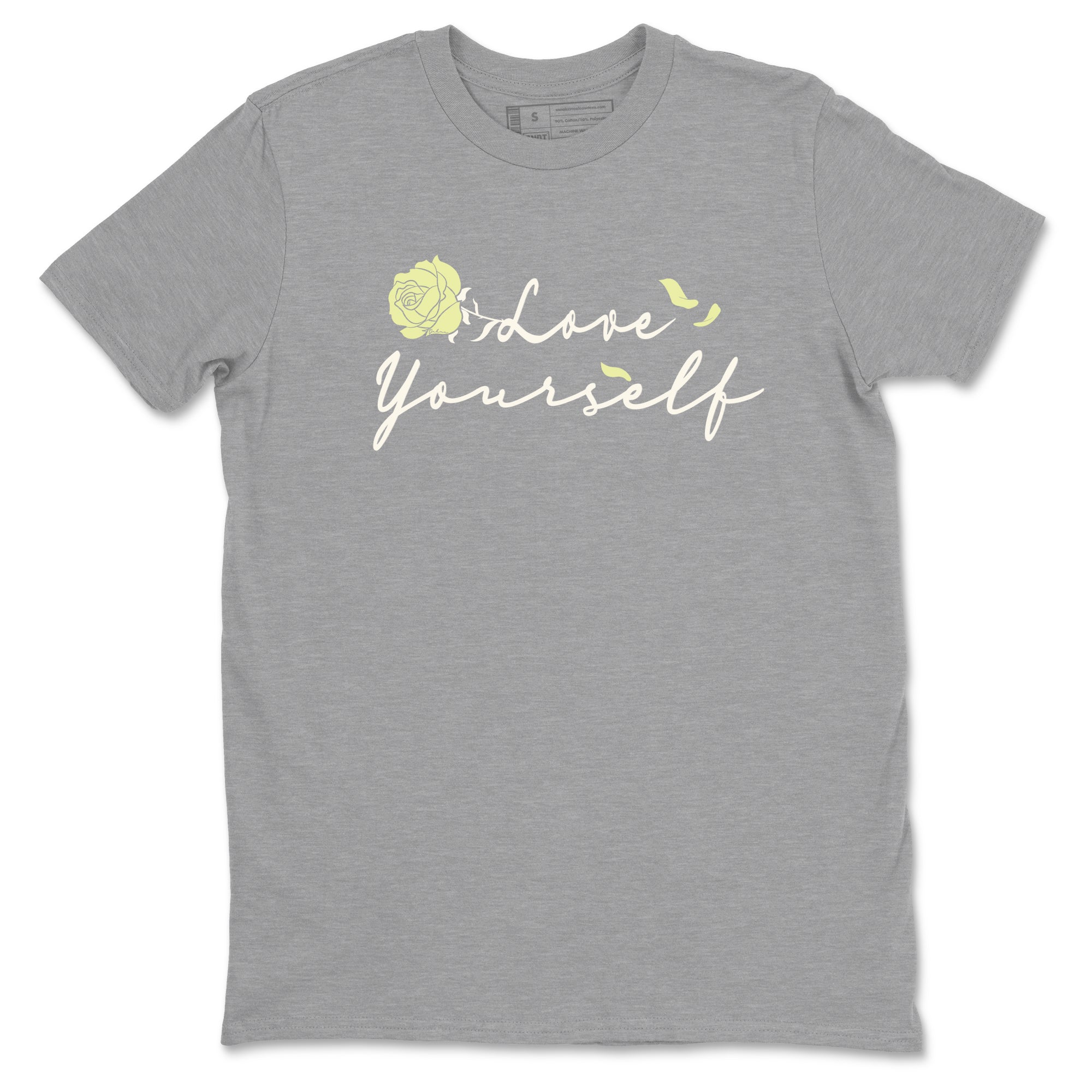 Sneaker match tees – Streetwear Graphic Tees Air Jordan 5 Luminous Green Sneakers – Love Yourself Graphic Tee Heather Grey 2