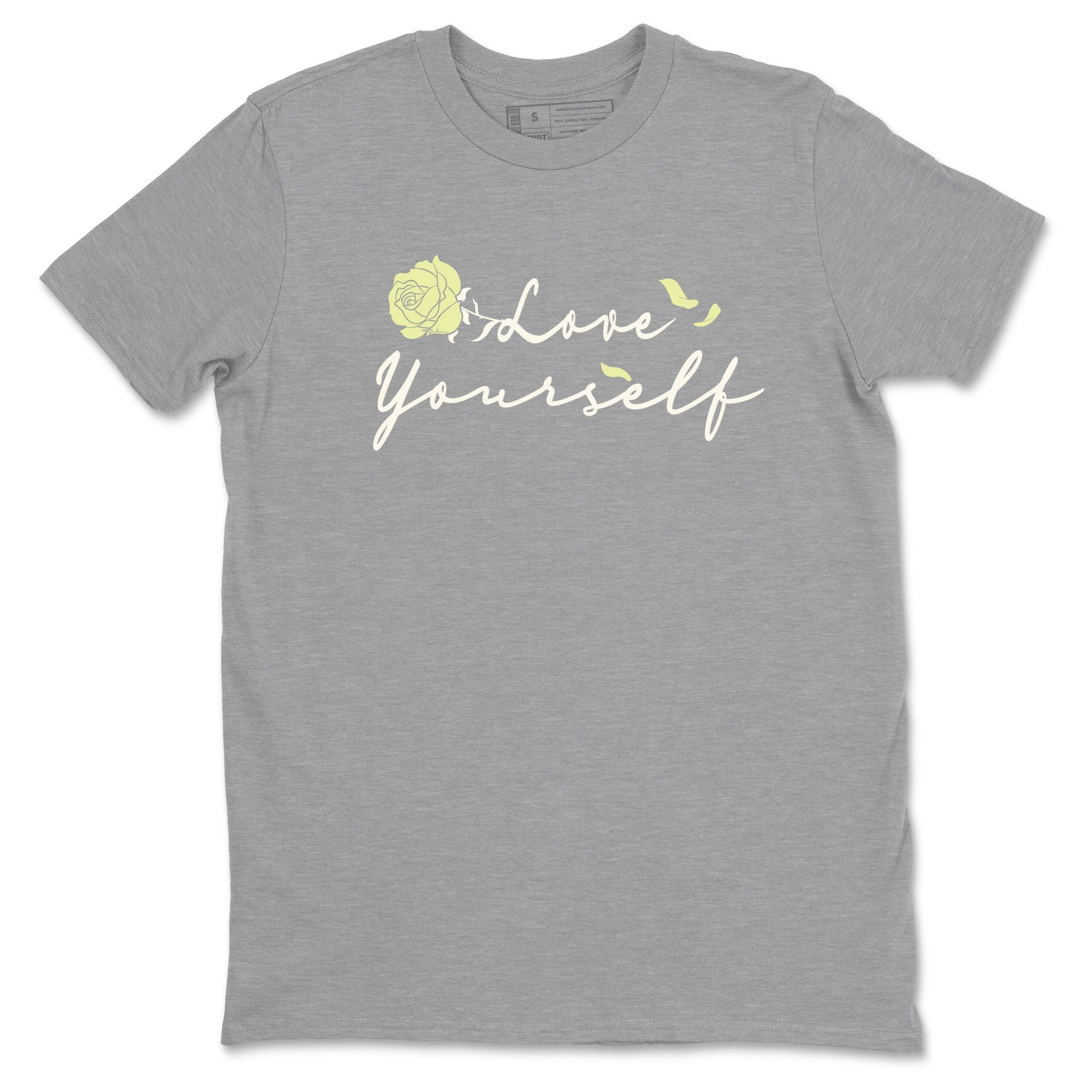 Sneaker match tees – Streetwear Graphic Tees Air Jordan 5 Luminous Green Sneakers – Love Yourself Graphic Tee Heather Grey 2