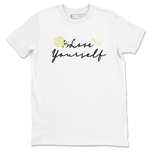 Sneaker match tees – Streetwear Graphic Tees Air Jordan 5 Luminous Green Sneakers – Love Yourself Graphic Tee White 2