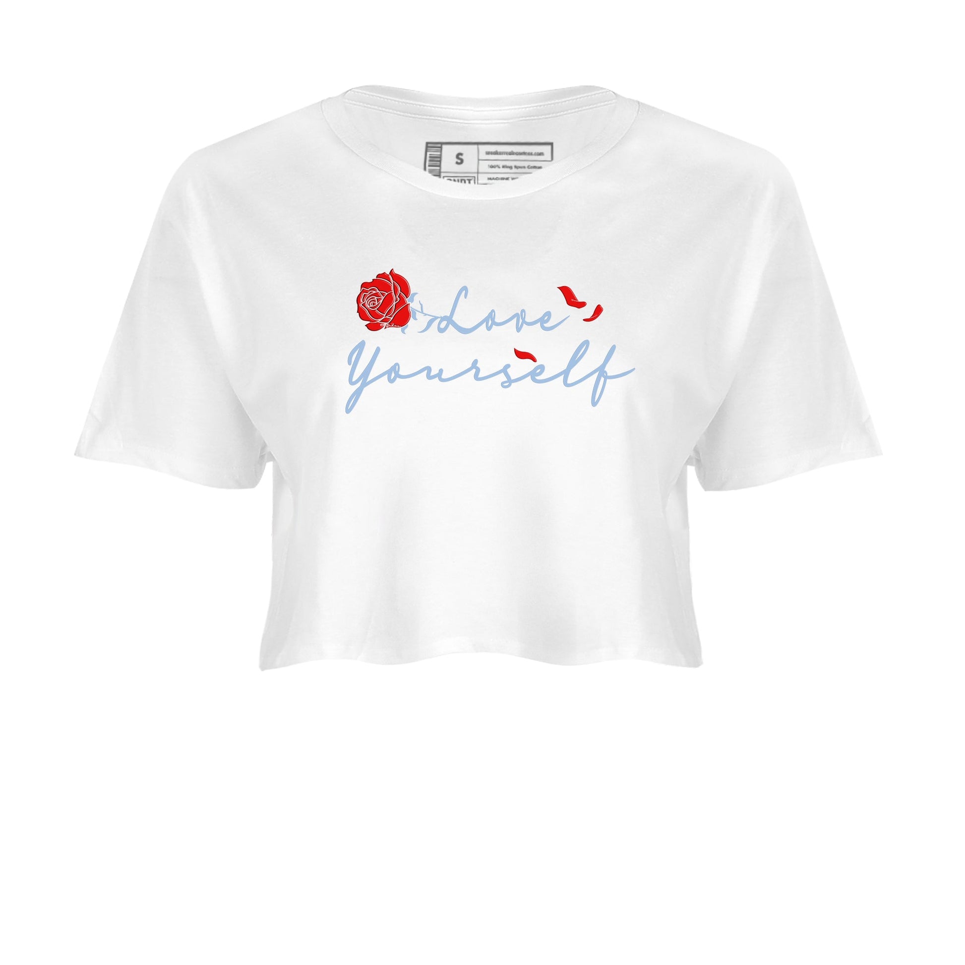 Jordan 5 Retro Reimagined shirts to match jordans Love Yourself sneaker match tees Air Jordan 5 Reimagined match shoes to clothes SNRT Sneaker Tees unisex cotton White 2 crop tee