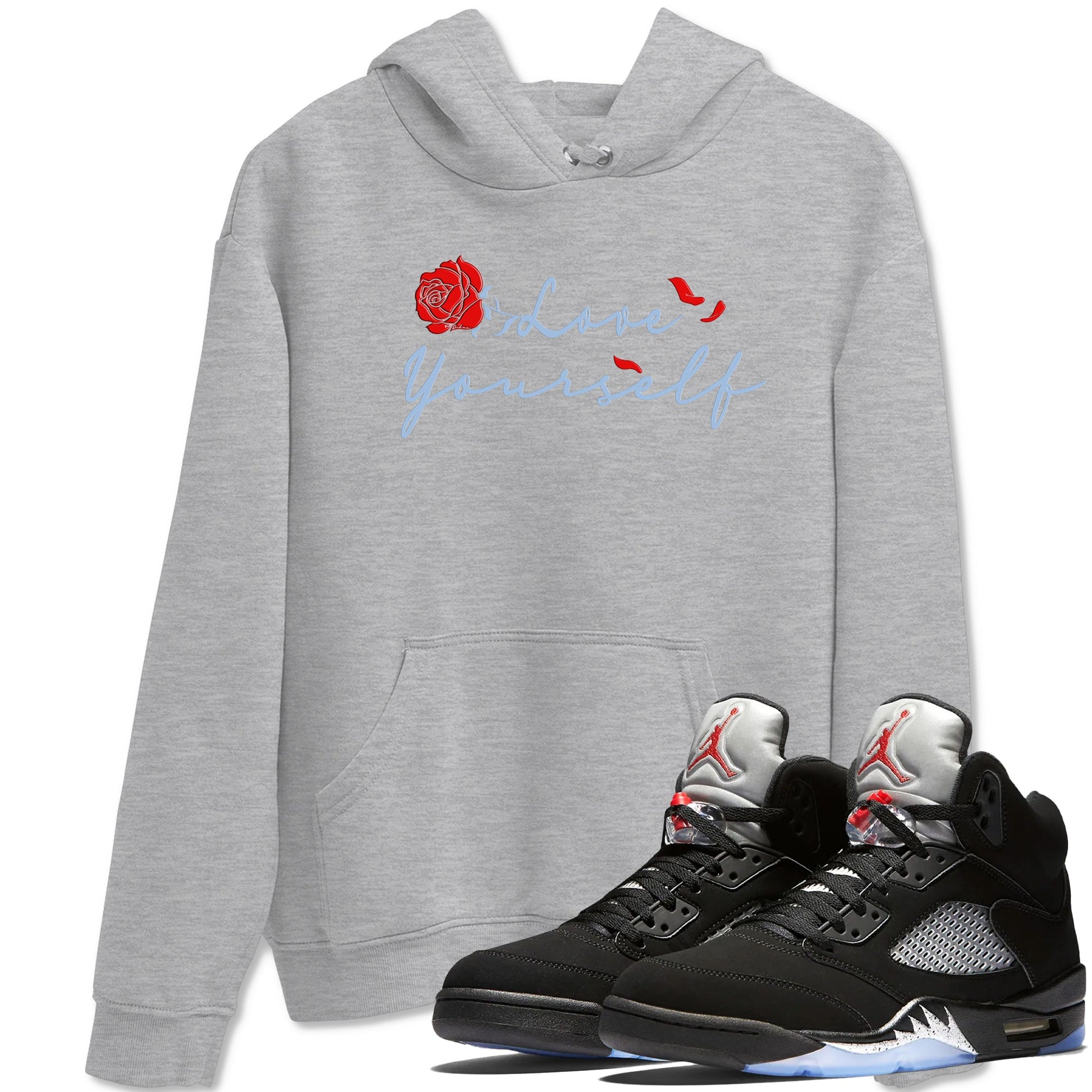 Jordan 5 Retro Reimagined shirts to match jordans Love Yourself sneaker match tees Air Jordan 5 Reimagined match shoes to clothes SNRT Sneaker Tees unisex cotton Heather Grey 1 shirts