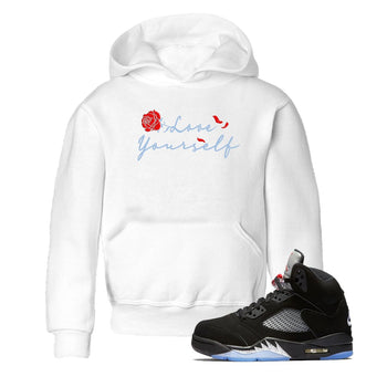 Jordan 5 Retro Reimagined shirts to match jordans Love Yourself sneaker match tees Air Jordan 5 Reimagined match shoes to clothes SNRT Sneaker Tees Youth Baby White 1 tee
