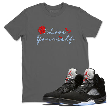 Jordan 5 Retro Reimagined shirts to match jordans Love Yourself sneaker match tees Air Jordan 5 Reimagined match shoes to clothes SNRT Sneaker Tees unisex cotton Cool Grey 1 shirts