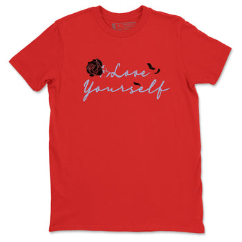Jordan 5 Retro Reimagined shirts to match jordans Love Yourself sneaker match tees Air Jordan 5 Reimagined match shoes to clothes SNRT Sneaker Tees unisex cotton Red 2 shirts