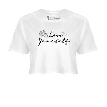 5s White Black shirts to match jordans Love Yourself best t shirts to wear with jordans Air Jordan 5 Retro White Black match shoes to clothes SNRT Sneaker Tees unisex cotton White 2 crop tee