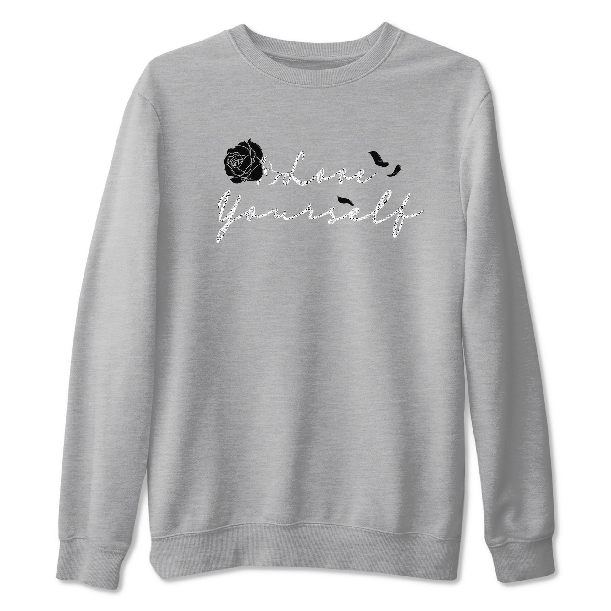 5s White Black shirts to match jordans Love Yourself best t shirts to wear with jordans Air Jordan 5 Retro White Black match shoes to clothes SNRT Sneaker Tees unisex cotton Heather Grey 2 shirts