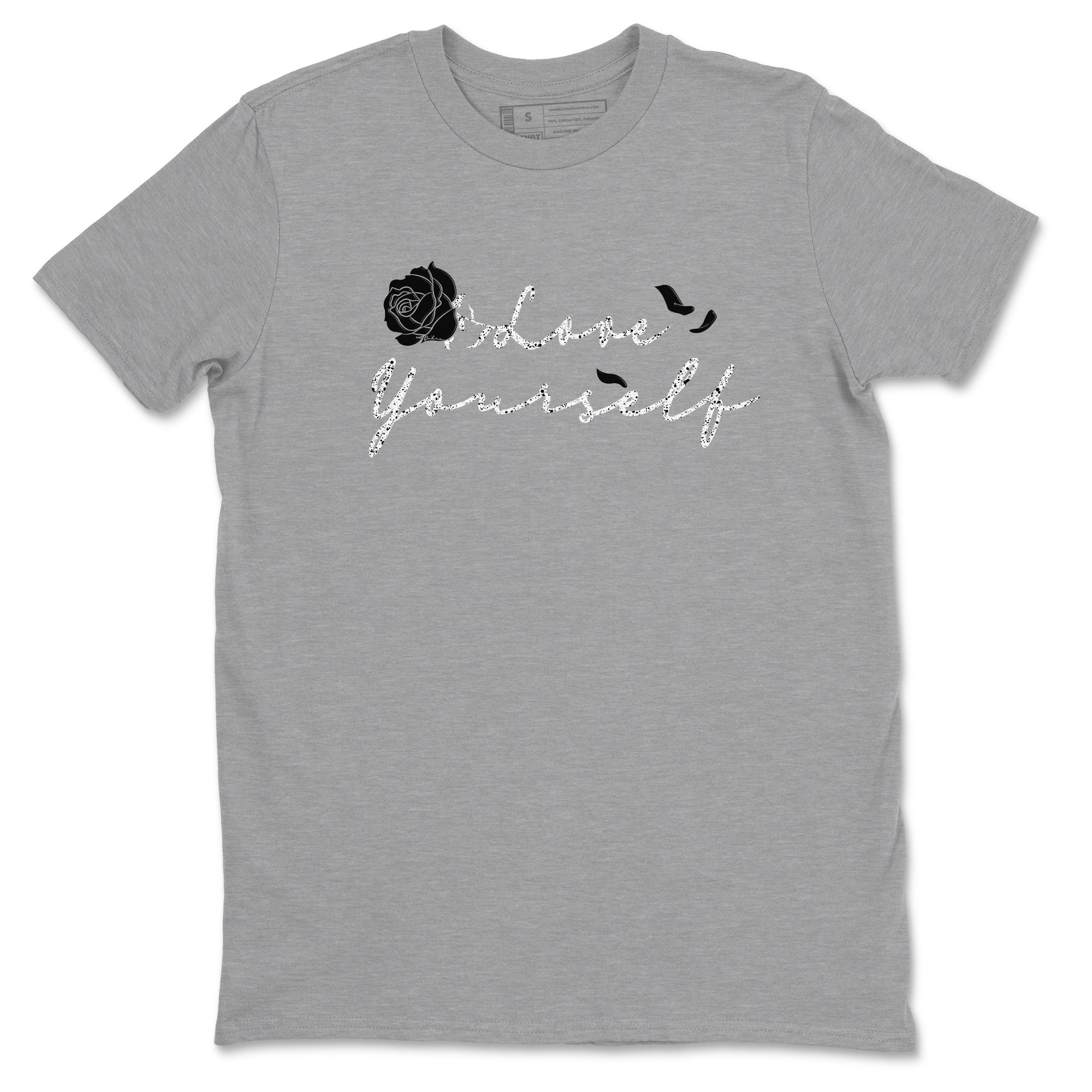 5s White Black shirts to match jordans Love Yourself best t shirts to wear with jordans Air Jordan 5 Retro White Black match shoes to clothes SNRT Sneaker Tees unisex cotton Heather Grey 2 shirts
