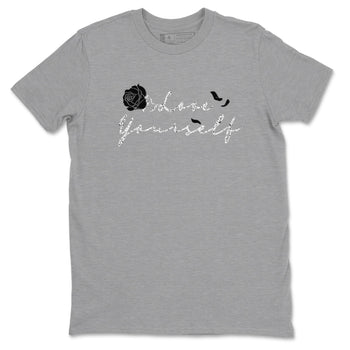 5s White Black shirts to match jordans Love Yourself best t shirts to wear with jordans Air Jordan 5 Retro White Black match shoes to clothes SNRT Sneaker Tees unisex cotton Heather Grey 2 shirts