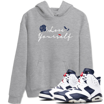 6s White And Midnight Navy shirts to match jordans Love Yourself sneaker match tees Air Jordan 6 White And Midnight Navy SNRT Sneaker Release Tees unisex cotton Heather Grey 1 crew neck shirts
