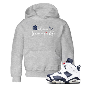 6s White And Midnight Navy shirts to match jordans Love Yourself sneaker match tees Air Jordan 6 White And Midnight Navy SNRT Sneaker Release Tees Youth Baby Heather Grey 1 crew neck shirts