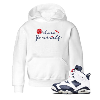 6s White And Midnight Navy shirts to match jordans Love Yourself sneaker match tees Air Jordan 6 White And Midnight Navy SNRT Sneaker Release Tees Youth Baby White 1 crew neck shirts