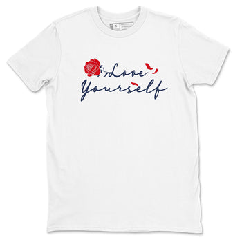 6s White And Midnight Navy shirts to match jordans Love Yourself sneaker match tees Air Jordan 6 White And Midnight Navy SNRT Sneaker Release Tees unisex cotton White 2 crew neck shirts