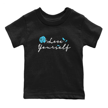 AJ9 Powder Blue shirt to match jordans Love Yourself sneaker tees Air Jordan 9 Powder Blue SNRT sneaker release tees baby toddler Black 2 cotton Shirt