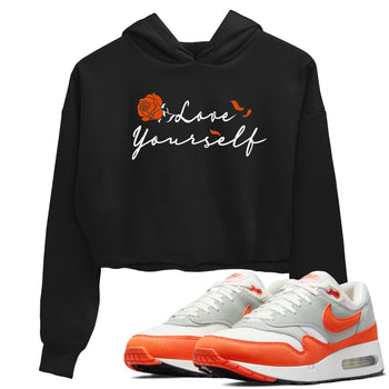 Air Max 1 OG '86 'Summit White and Cosmic Clay shirts to match jordans Love Yourself sneaker match tees Air Max 1 Cosmic Clay match shoes to clothes SNRT Sneaker Tees unisex cotton Black 1 crop tee