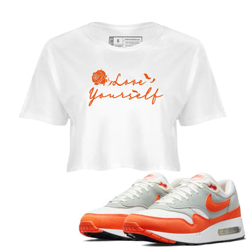 Air Max 1 OG '86 'Summit White and Cosmic Clay shirts to match jordans Love Yourself sneaker match tees Air Max 1 Cosmic Clay match shoes to clothes SNRT Sneaker Tees unisex cotton White 1 crop tee
