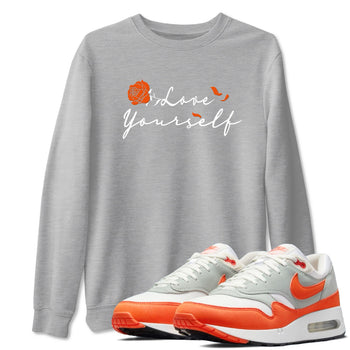 Air Max 1 OG '86 'Summit White and Cosmic Clay shirts to match jordans Love Yourself sneaker match tees Air Max 1 Cosmic Clay match shoes to clothes SNRT Sneaker Tees unisex cotton Heather Grey 1 shirts