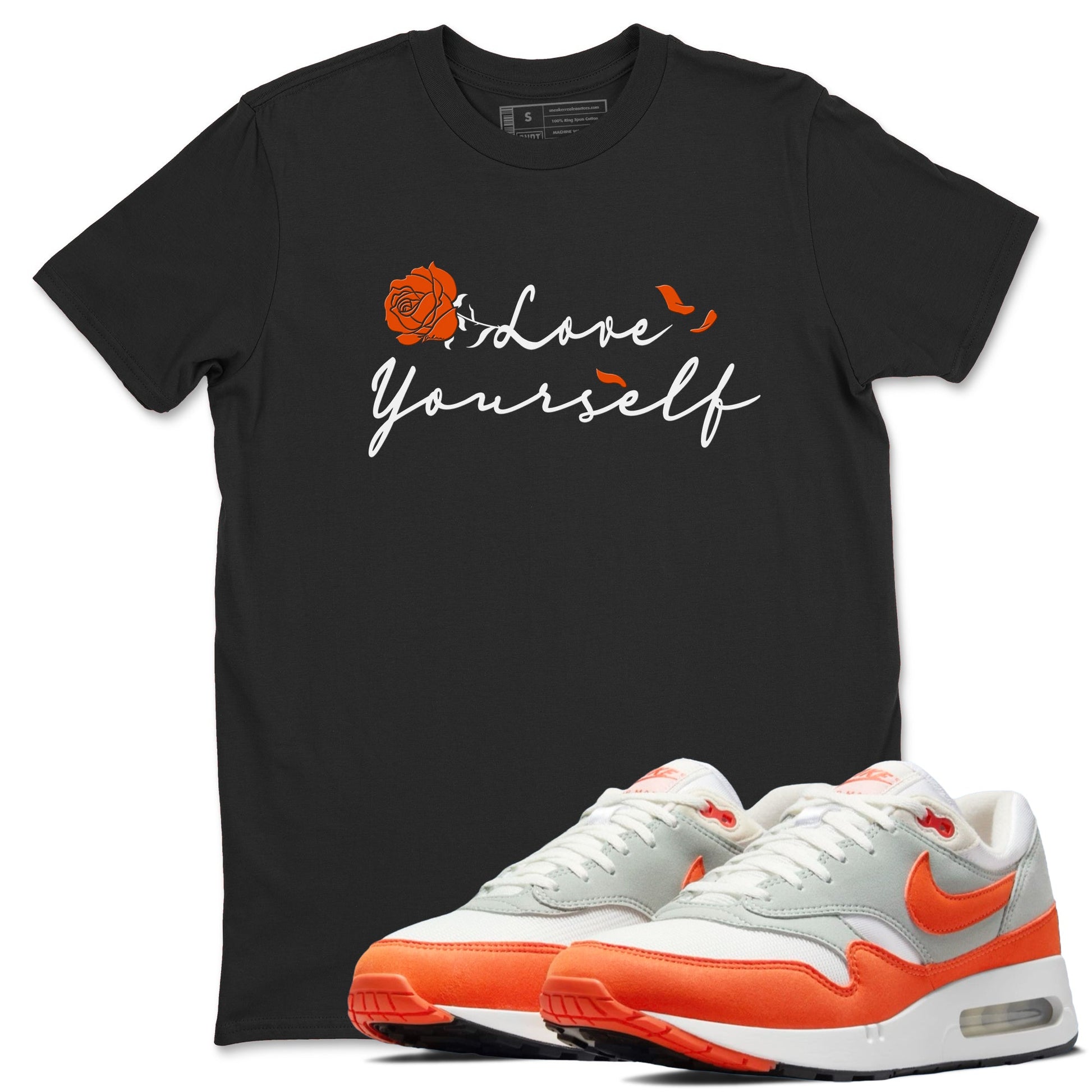Air Max 1 OG '86 'Summit White and Cosmic Clay shirts to match jordans Love Yourself sneaker match tees Air Max 1 Cosmic Clay match shoes to clothes SNRT Sneaker Tees unisex cotton Black 1 shirts