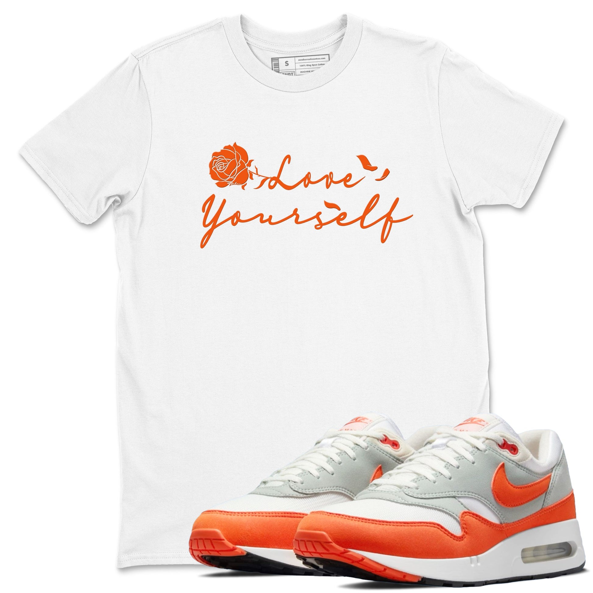 Air Max 1 OG '86 'Summit White and Cosmic Clay shirts to match jordans Love Yourself sneaker match tees Air Max 1 Cosmic Clay match shoes to clothes SNRT Sneaker Tees unisex cotton White 1 shirts