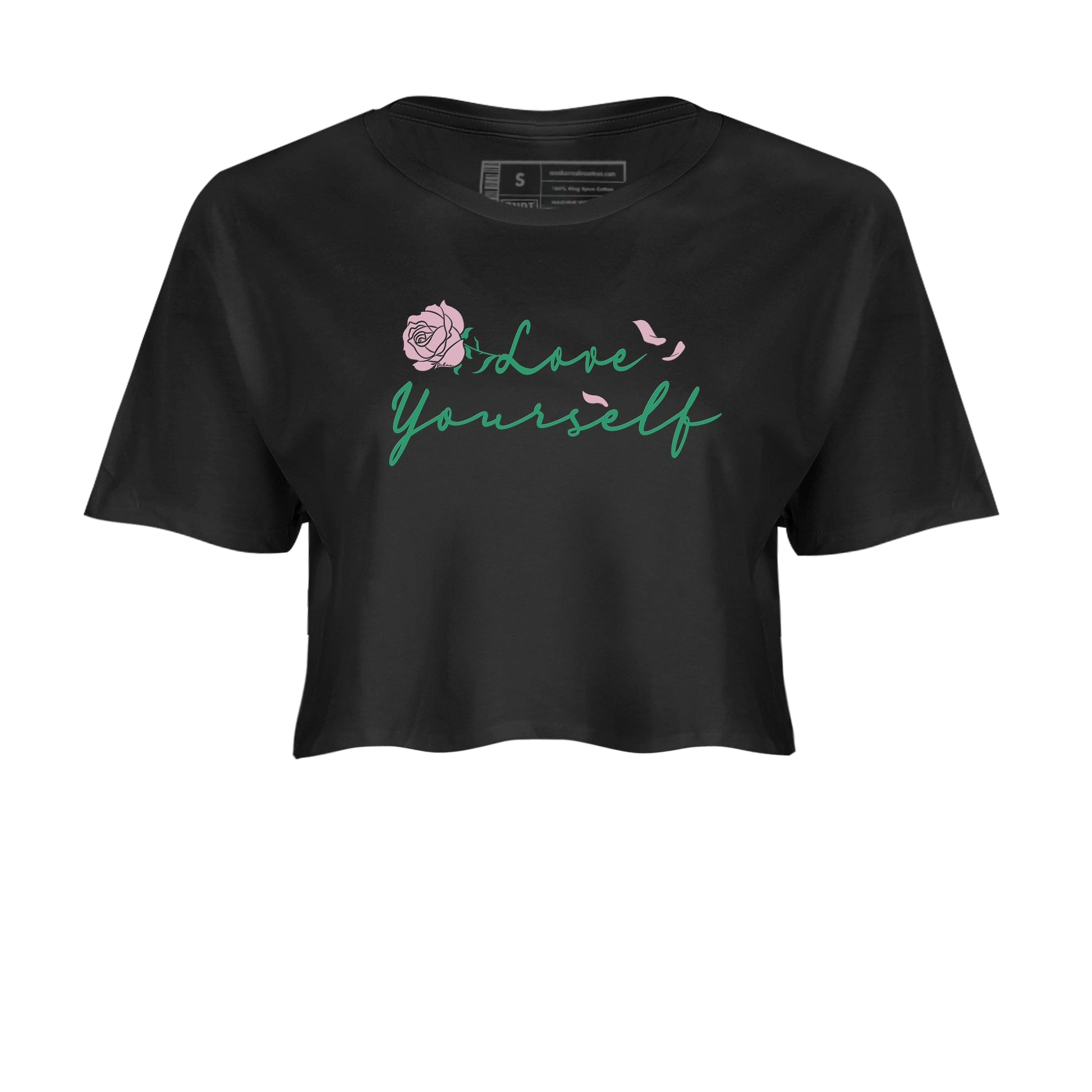 Dunk Low Medium Soft Pink Malachite shirt to match jordans Love Yourself sneaker tees Dunk Medium Soft Pink Malachite SNRT Sneaker Release Tees Black 2 crop length shirt