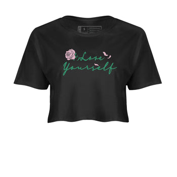 Dunk Low Medium Soft Pink Malachite shirt to match jordans Love Yourself sneaker tees Dunk Medium Soft Pink Malachite SNRT Sneaker Release Tees Black 2 crop length shirt