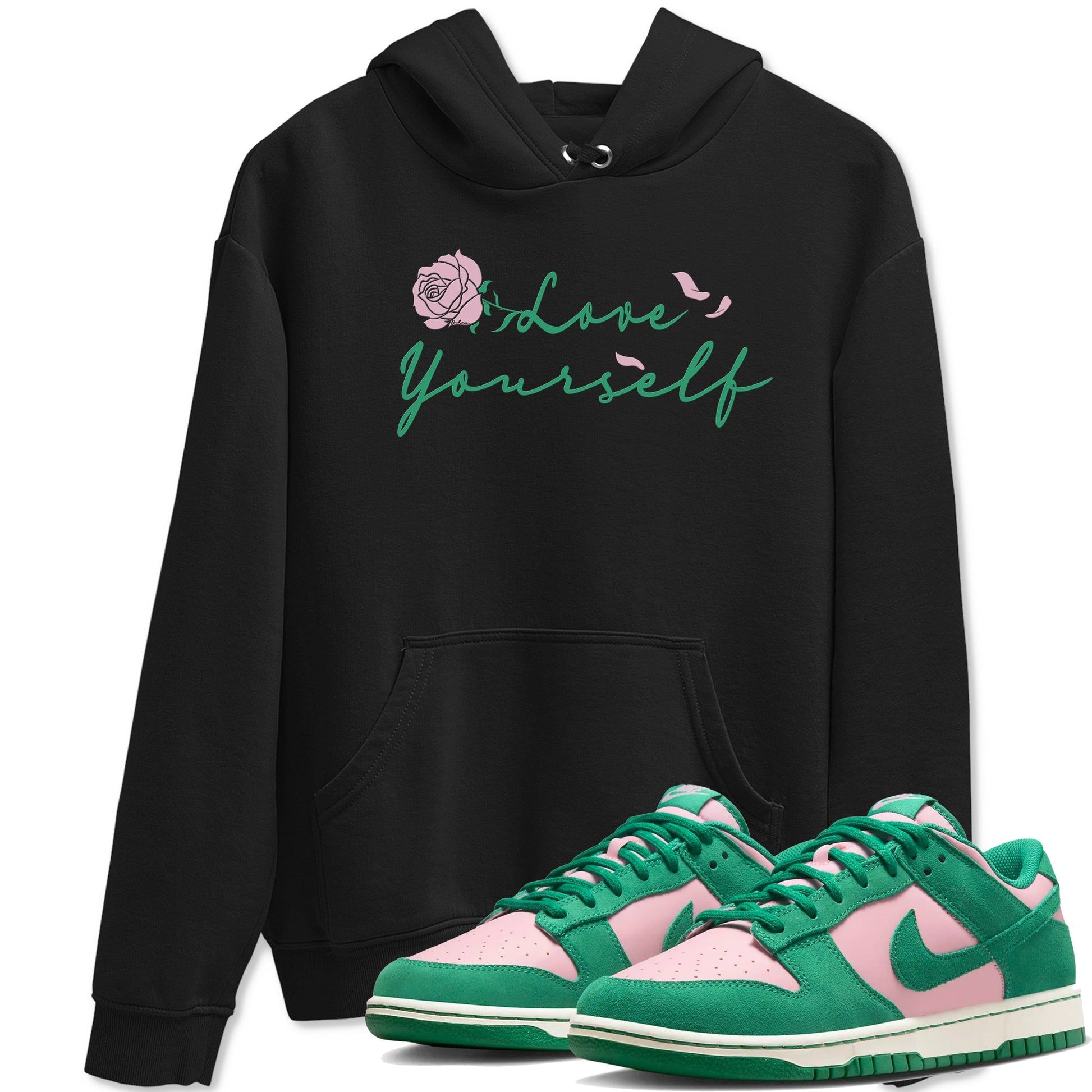 Dunk Low Medium Soft Pink Malachite shirt to match jordans Love Yourself sneaker tees Dunk Medium Soft Pink Malachite SNRT Sneaker Release Tees unisex cotton Black 1 crew neck shirt