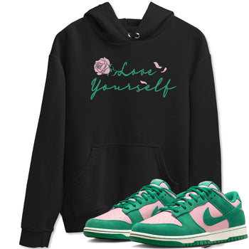 Dunk Low Medium Soft Pink Malachite shirt to match jordans Love Yourself sneaker tees Dunk Medium Soft Pink Malachite SNRT Sneaker Release Tees unisex cotton Black 1 crew neck shirt