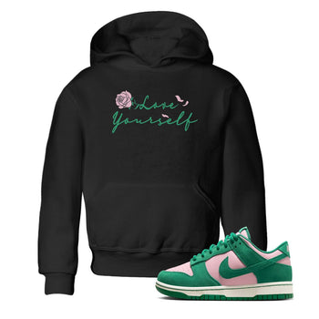 Dunk Low Medium Soft Pink Malachite shirt to match jordans Love Yourself sneaker tees Dunk Medium Soft Pink Malachite SNRT sneaker release tees baby toddler Black 1 cotton Shirt